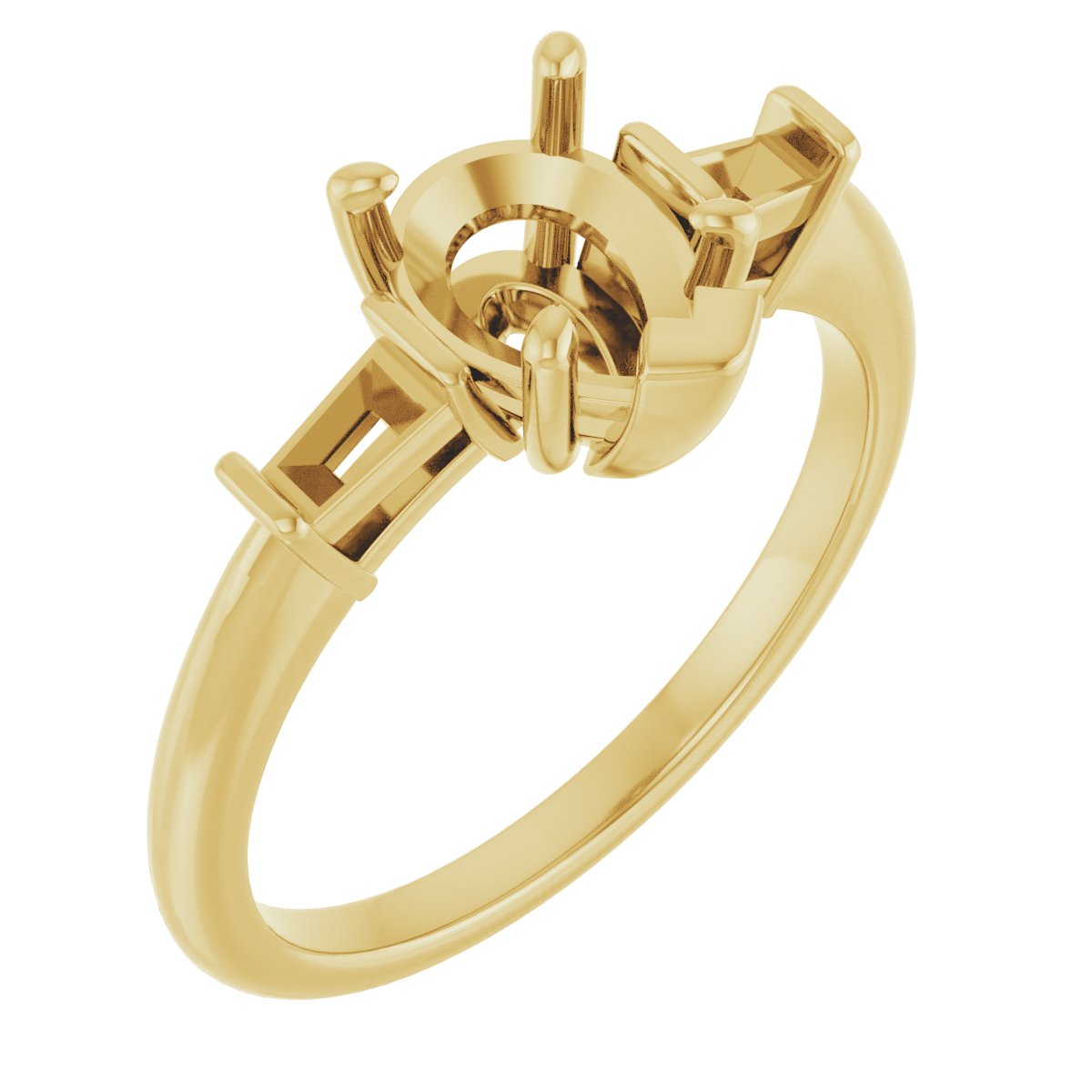 Baguette Accented Engagement Ring