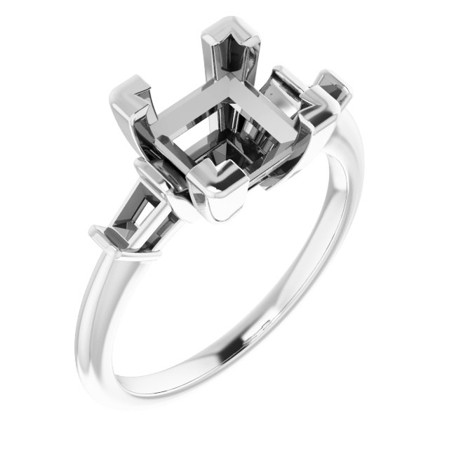 Baguette Accented Engagement Ring