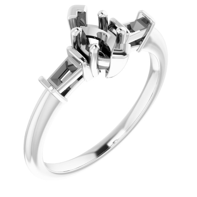 Baguette Accented Engagement Ring