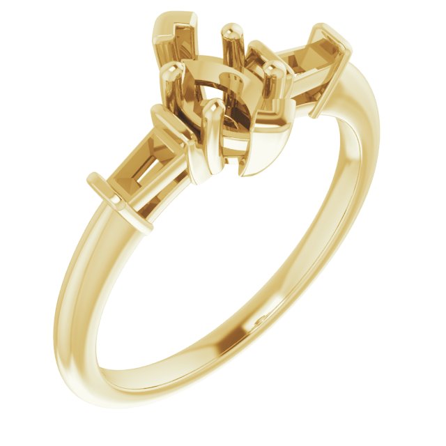 Baguette Accented Engagement Ring