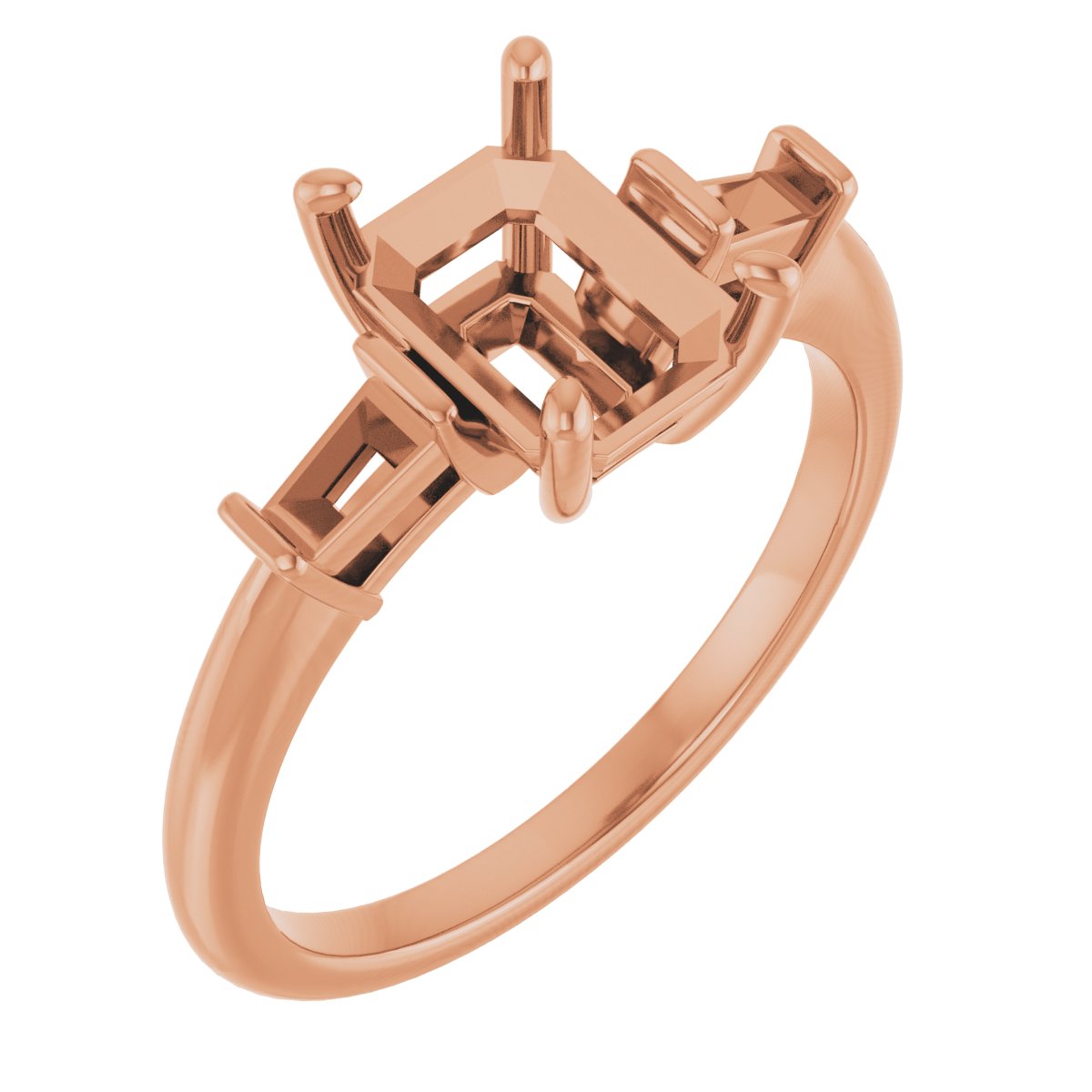 Baguette Accented Engagement Ring