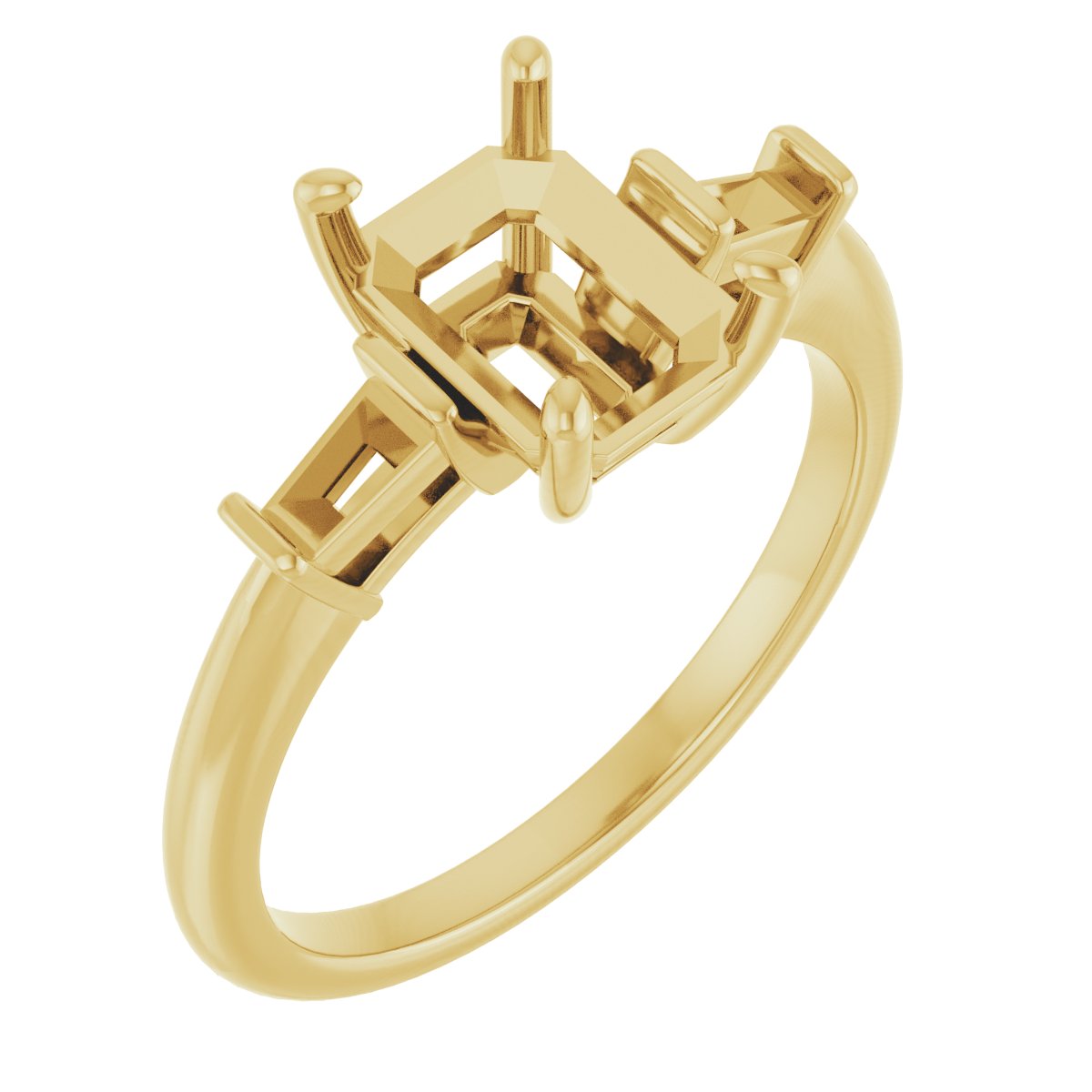 Baguette Accented Engagement Ring