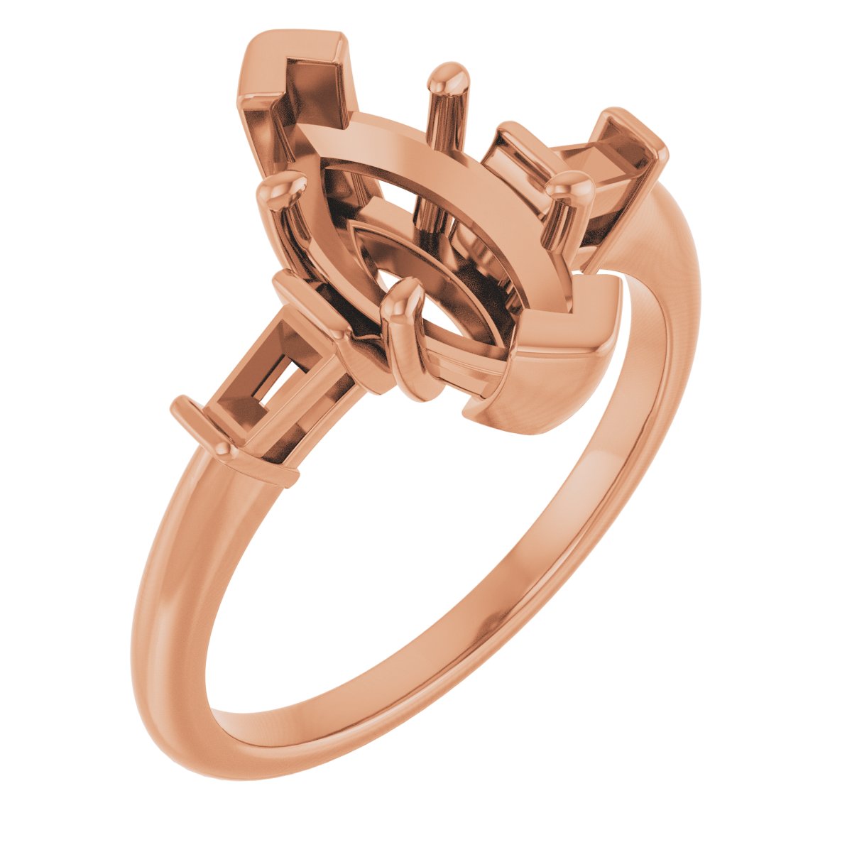 Baguette Accented Engagement Ring