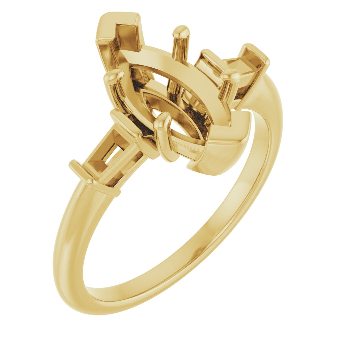 Baguette Accented Engagement Ring
