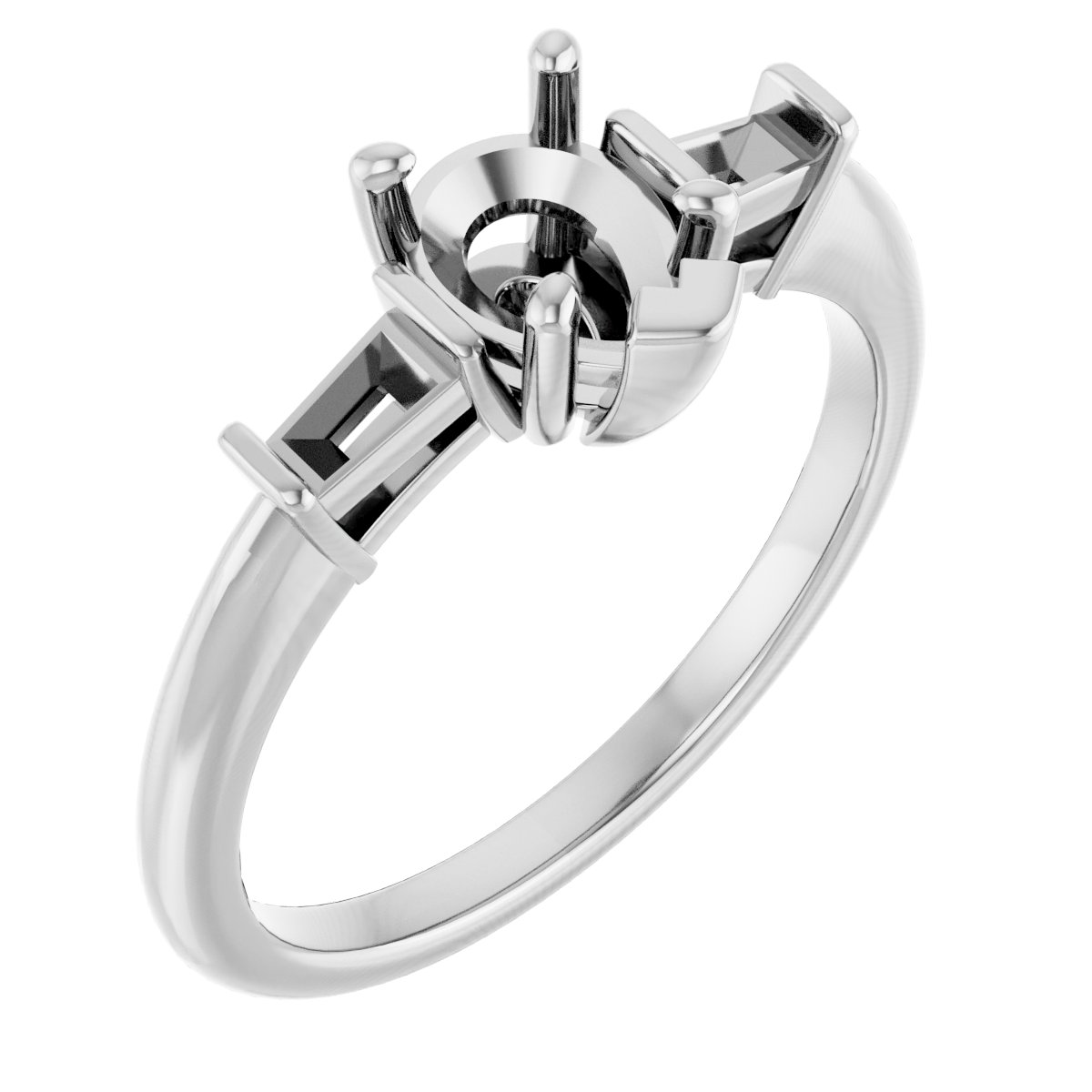 Baguette Accented Engagement Ring