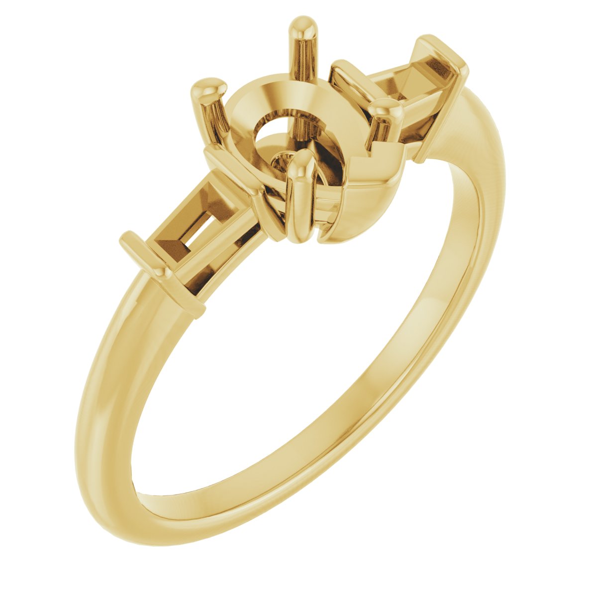 Baguette Accented Engagement Ring