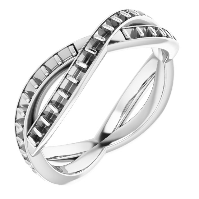 14K White 1 CTW Diamond Square Eternity Band Size 7 Ref 11770110