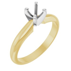 14K Yellow/White 3.5x3.5 mm Square 4-Prong Light Solitaire Engagement Ring Mounting