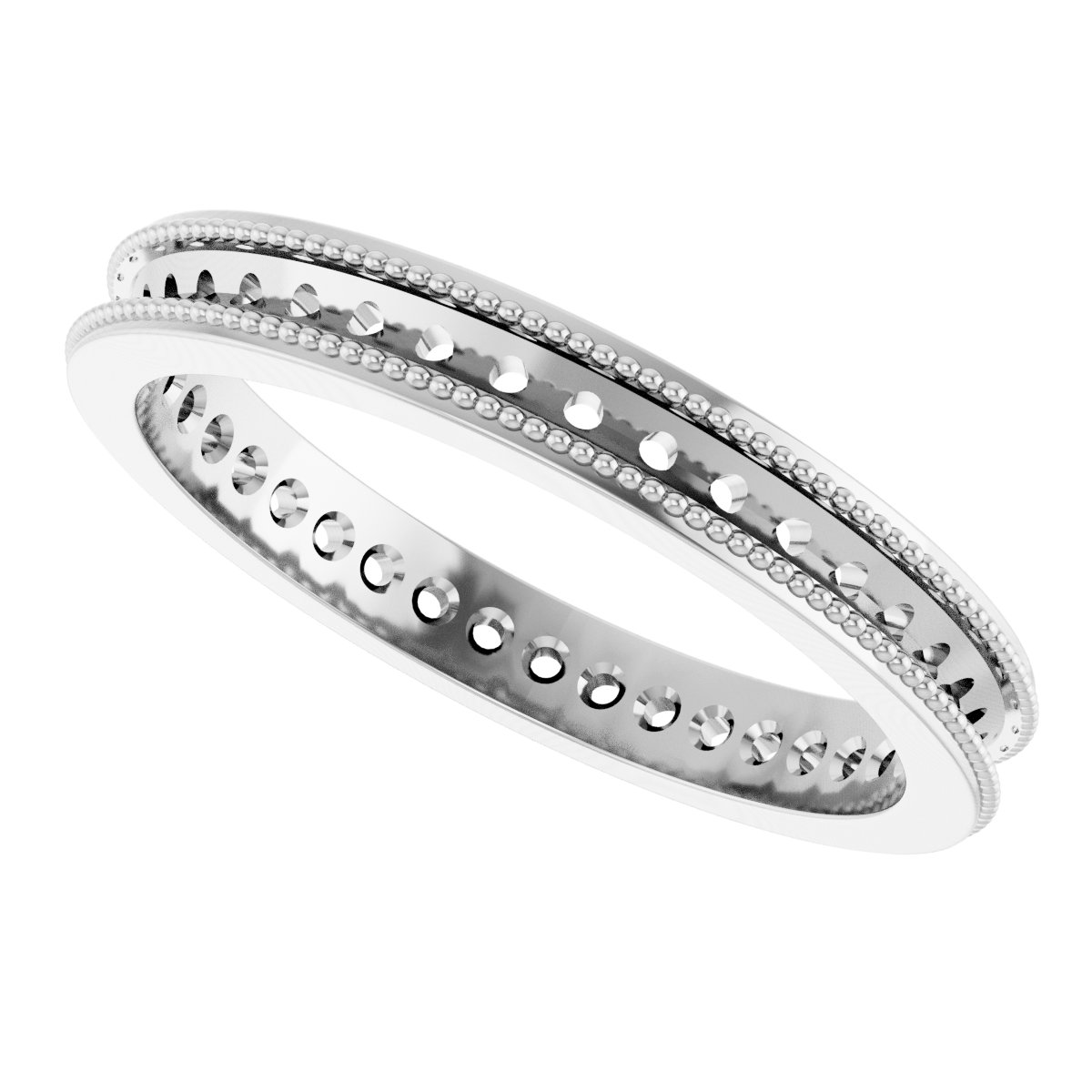 14K White 1/2 CTW Natural Diamond Eternity Milgrain Band Size 7 -5