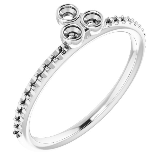 14K White 1/5 CTW Diamond Three-Stone Asymmetrical Stackable Ring  