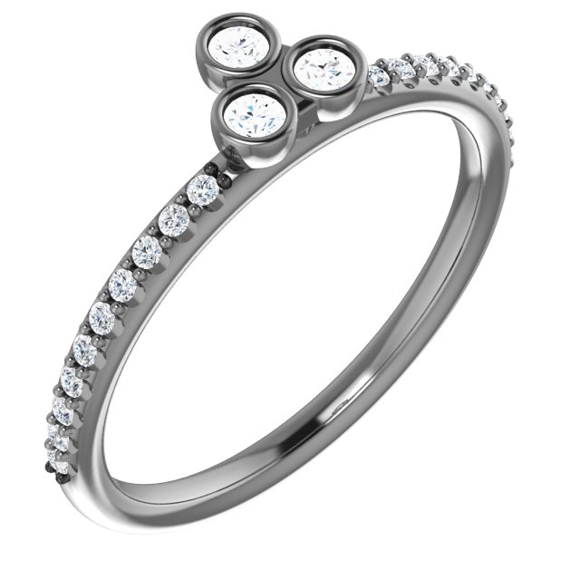 14K White 1/5 CTW Diamond Three-Stone Asymmetrical Stackable Ring  