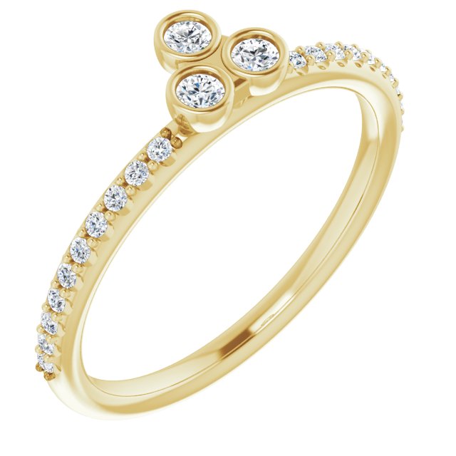 14K Yellow 1/5 CTW Diamond Three-Stone Asymmetrical Stackable Ring  
