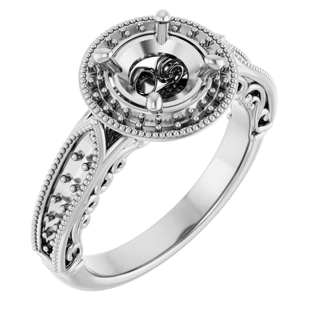 Halo-Style Vintage-Inspired Engagement Ring