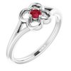 14K White Ruby Flower Youth Ring