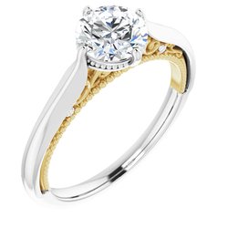 Accented 4-Prong Solitaire Engagement Ring or Band