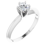 14K White 4.5 mm Round Cubic Zicrconia 6-Prong Comfort-Fit Solitaire Ring