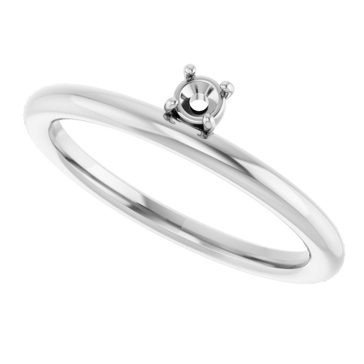 14K White 1/10 CT Diamond Stackable Ring