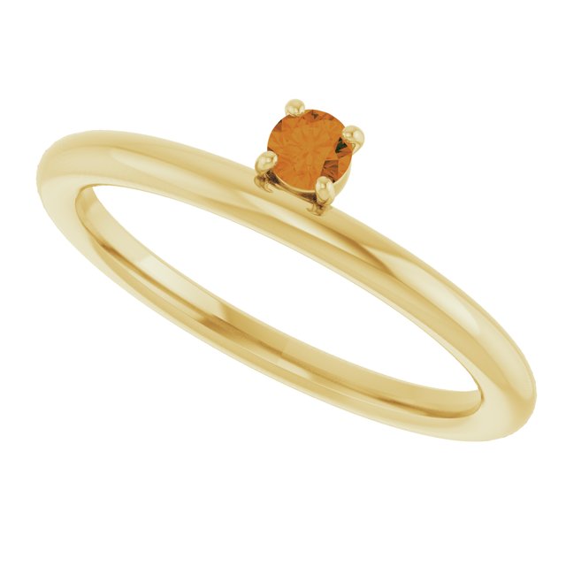 14K Yellow Natural Citrine Stackable Ring
