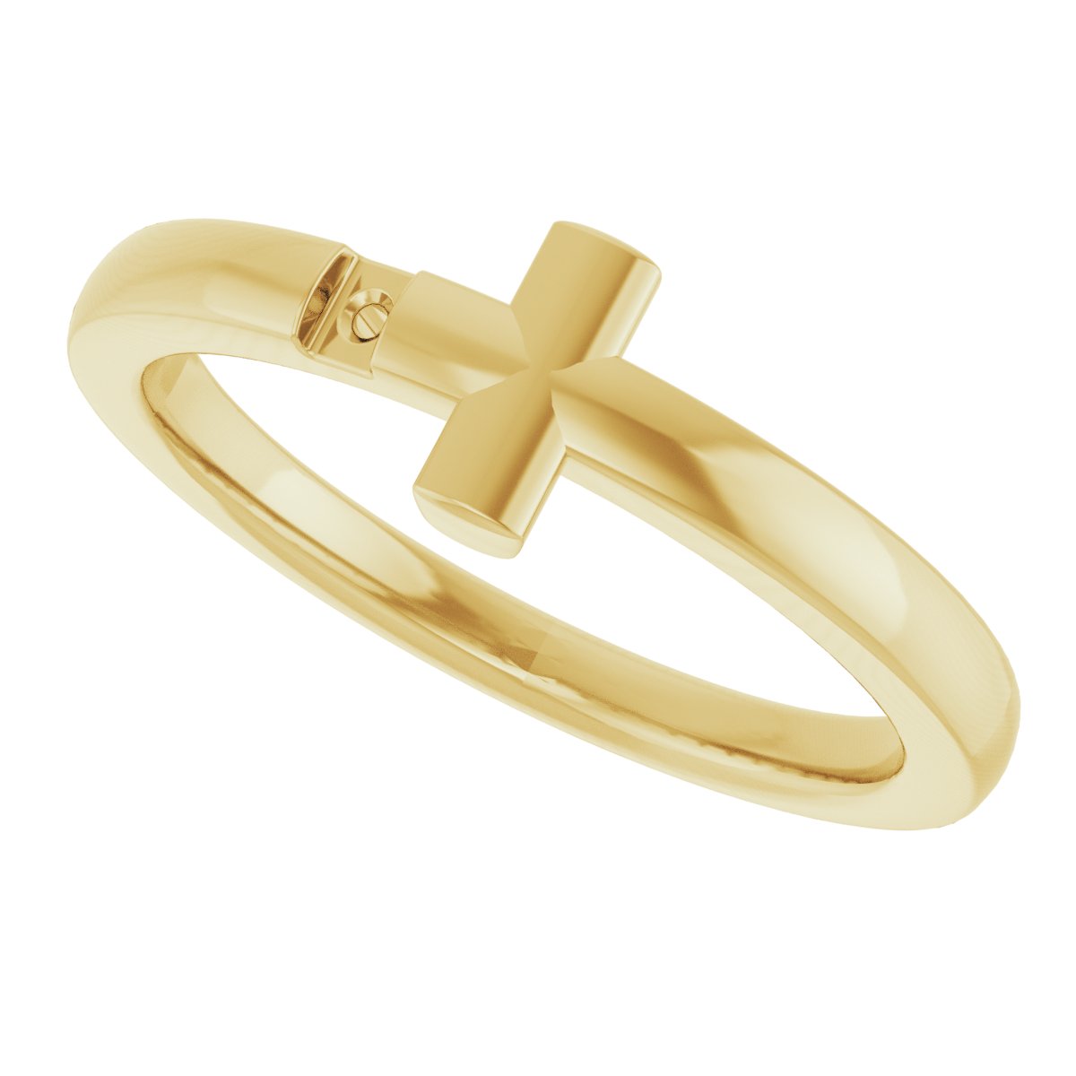 14K Yellow .015 CTW Natural Diamond Youth Sideways Cross Ring