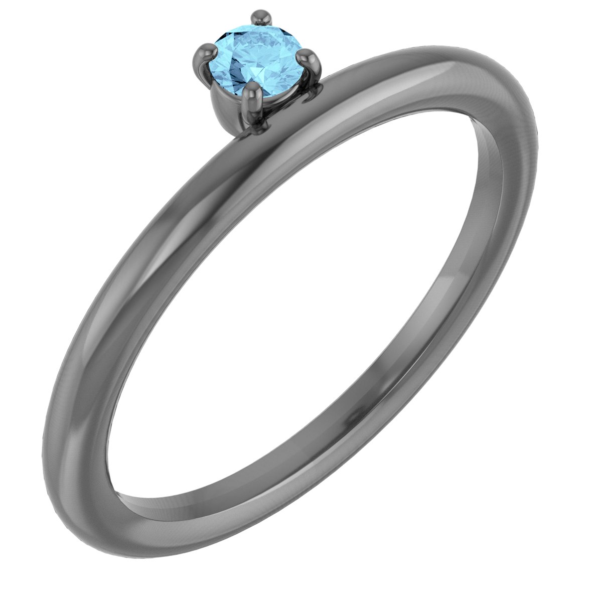 14K White Aquamarine Stackable Ring Ref. 13079464
