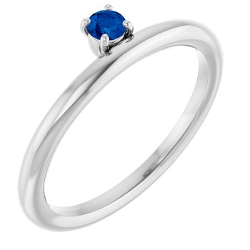 14K White Chatham® Created Blue Sapphire Stackable Ring Ref. 13079474