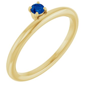14K Yellow Chatham® Created Blue Sapphire Stackable Ring Ref. 13079491