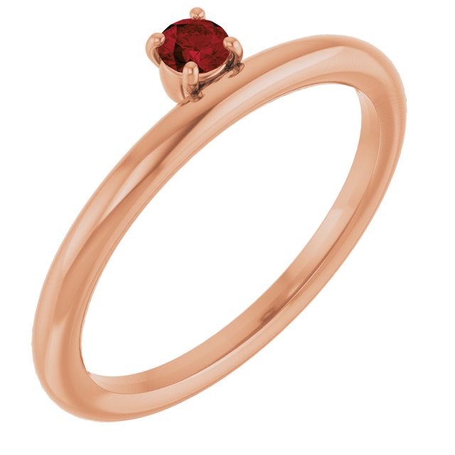 14K Rose Natural Mozambique Garnet Stackable Ring