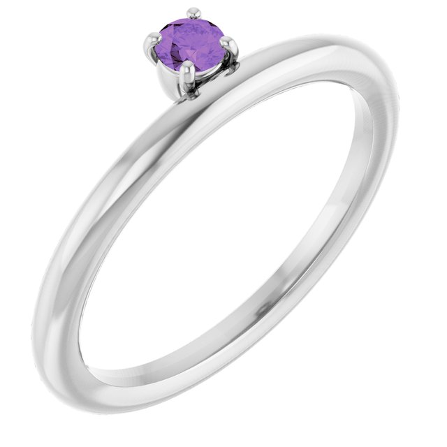 Sterling Silver Imitation Amethyst Stackable Ring