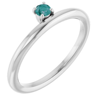 14K White Chatham® Created Alexandrite Stackable Ring Ref. 13079469