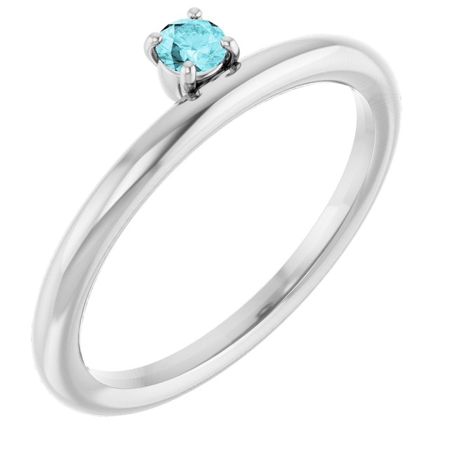 Sterling Silver Imitation Blue Zircon Stackable Ring