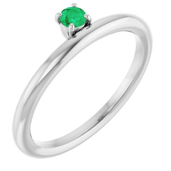 14K White Chatham® Created Emerald Stackable Ring Ref. 13079467