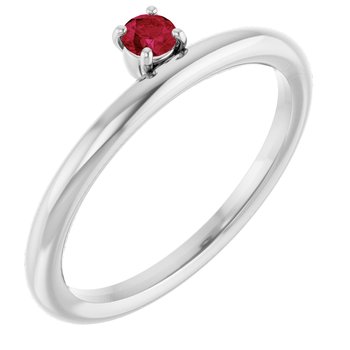 14K White Chatham® Created Ruby Stackable Ring Ref. 13079471