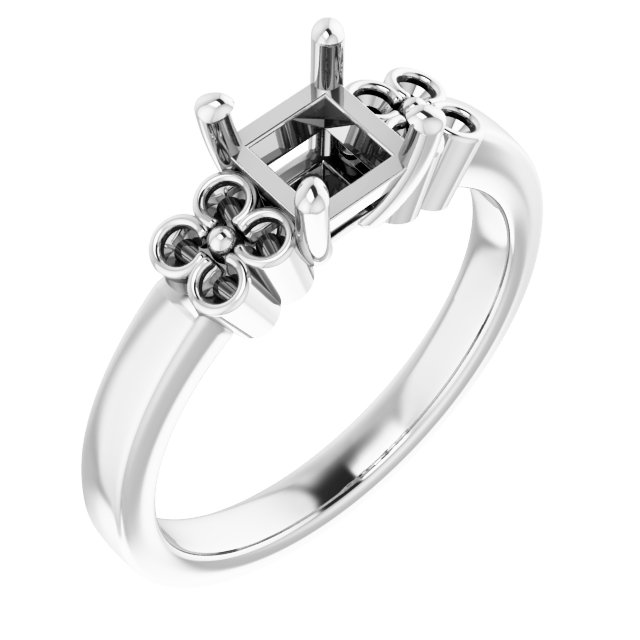 Accented Floral Engagement Ring