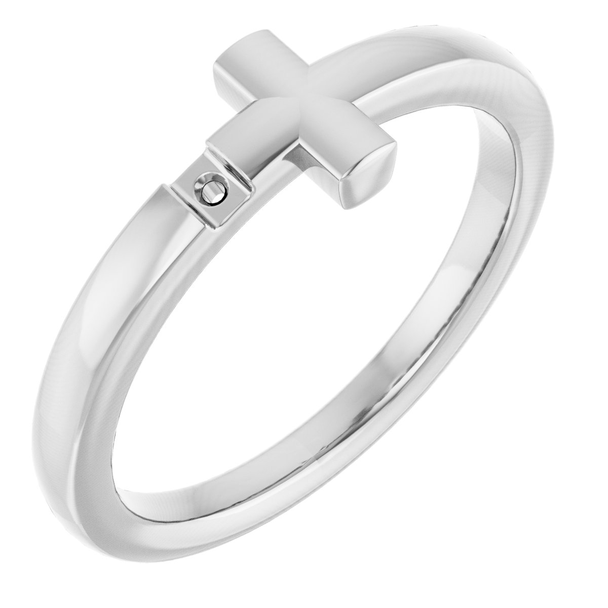 Sterling Silver .015 CTW Natural Diamond Youth Sideways Cross Ring