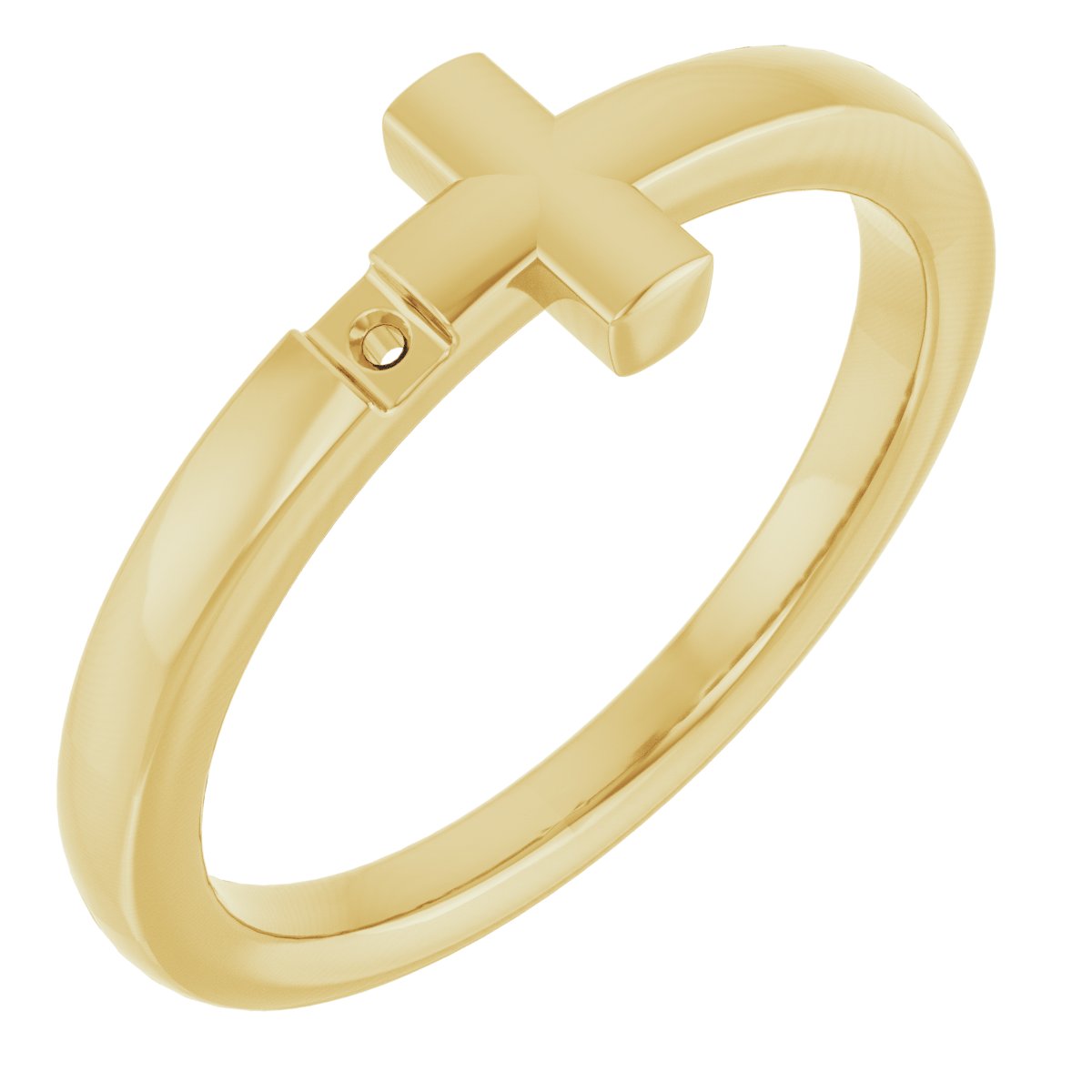 14K Yellow Youth Diamond Sideways Cross Ring