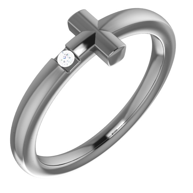 Sterling Silver 1.5 mm Round Imitation Diamond Youth Cross Ring