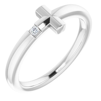 Sterling Silver 1.5 mm Round Imitation Diamond Youth Cross Ring
