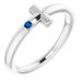Sterling Silver Youth Imitation Blue Sapphire Sideways Cross Ring  