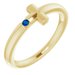 14K Yellow Natural Blue Sapphire Youth Sideways Cross Ring