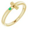 14K Yellow 1.5 mm Round Genuine Emerald Youth Cross Ring