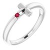 Sterling Silver 1.5 mm Round Imitation Ruby Youth Cross Ring