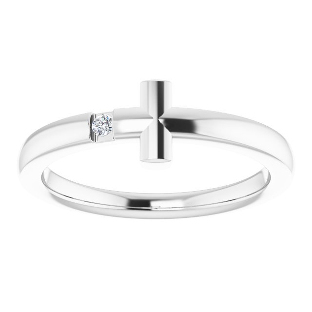 Sterling Silver .015 CTW Natural Diamond Youth Sideways Cross Ring
