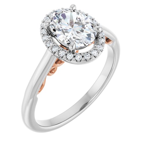 18K White/Rose Oval 1 ct Engagement Ring