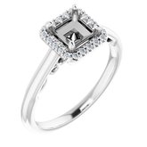 14K White 5 mm Square 1/10 CTW Diamond Semi-Set Engagement Ring 