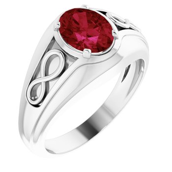 Sterling Silver Chatham Created Ruby Infinity Inspired Men's Ring Ref. 12839585