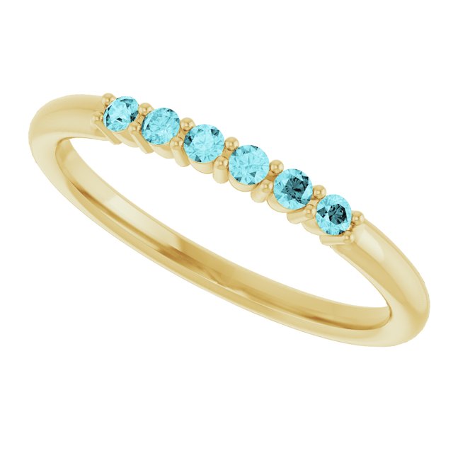 14K Yellow Blue Zircon Stackable Ring       