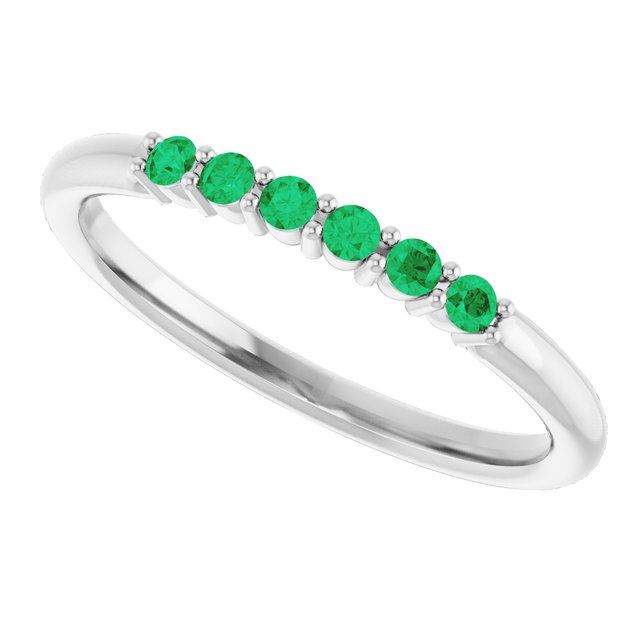 14K White Emerald Stackable Ring      