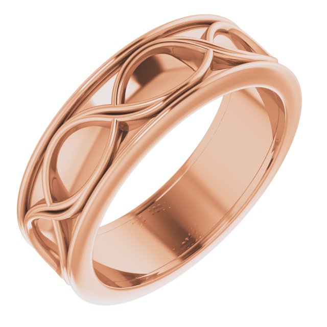 14K Rose 6.4 mm Infinity-Inspired Band Size 7.5