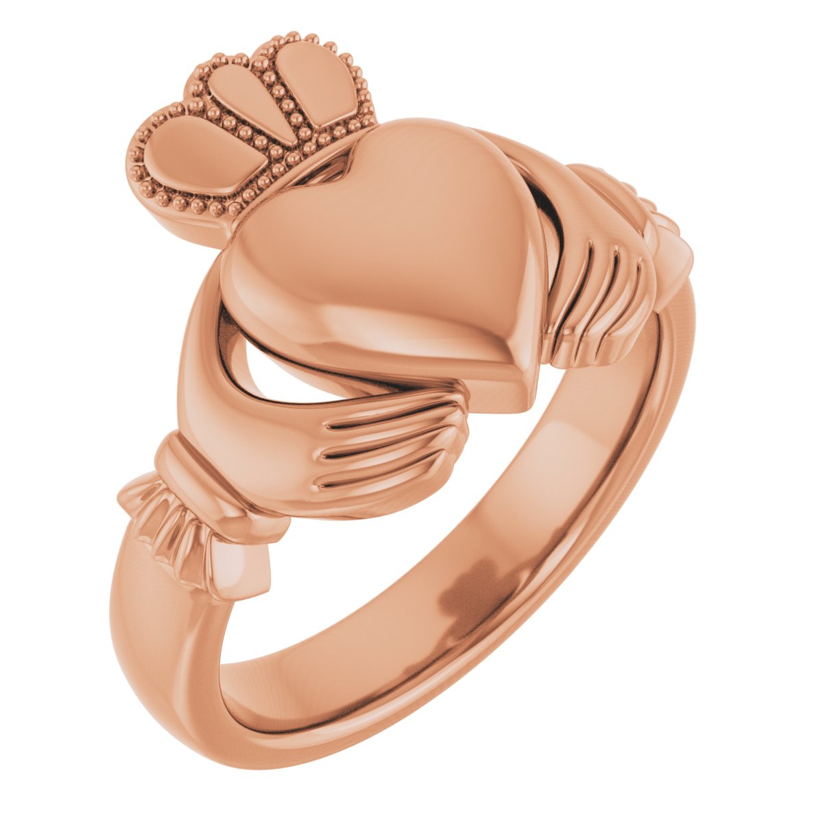 14K Rose 8.5 mm Claddagh Band Size 5