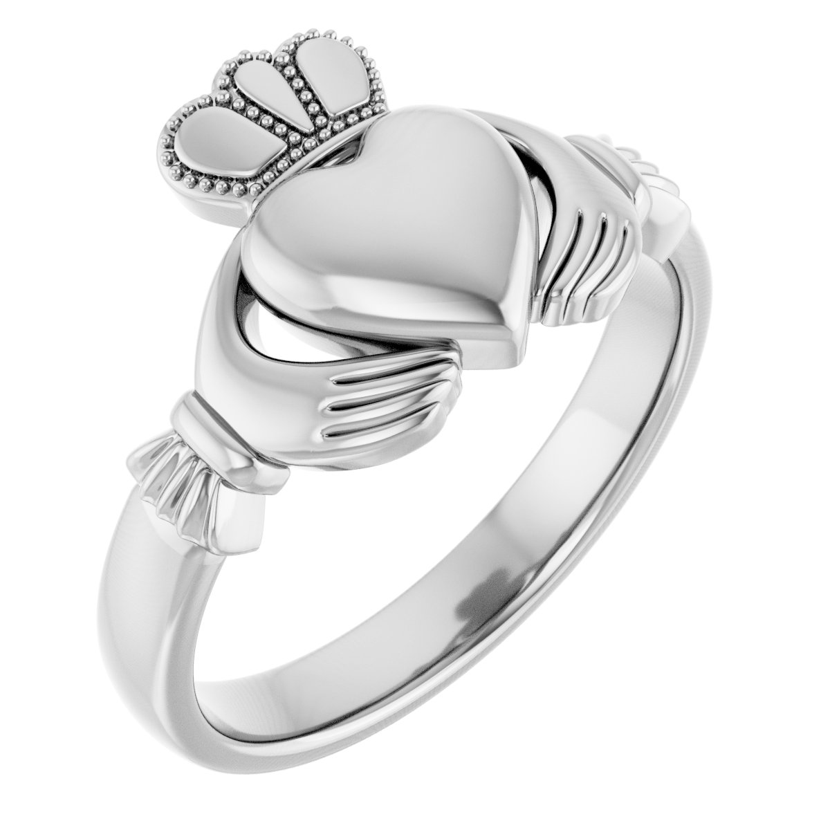 Sterling Silver 8.5 mm Claddagh Band Size 10